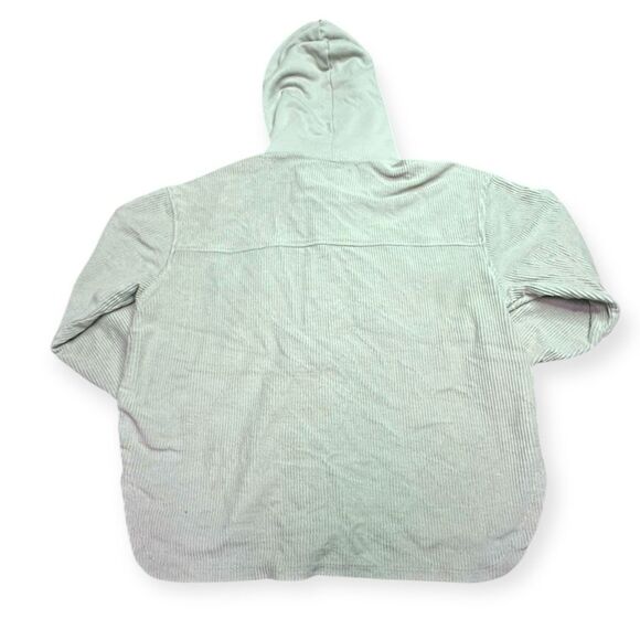 AMERICAN EAGLE Women’s Light Sage Green Corded Oversized Button-Up Hooded Shacke - Picture 4 of 7